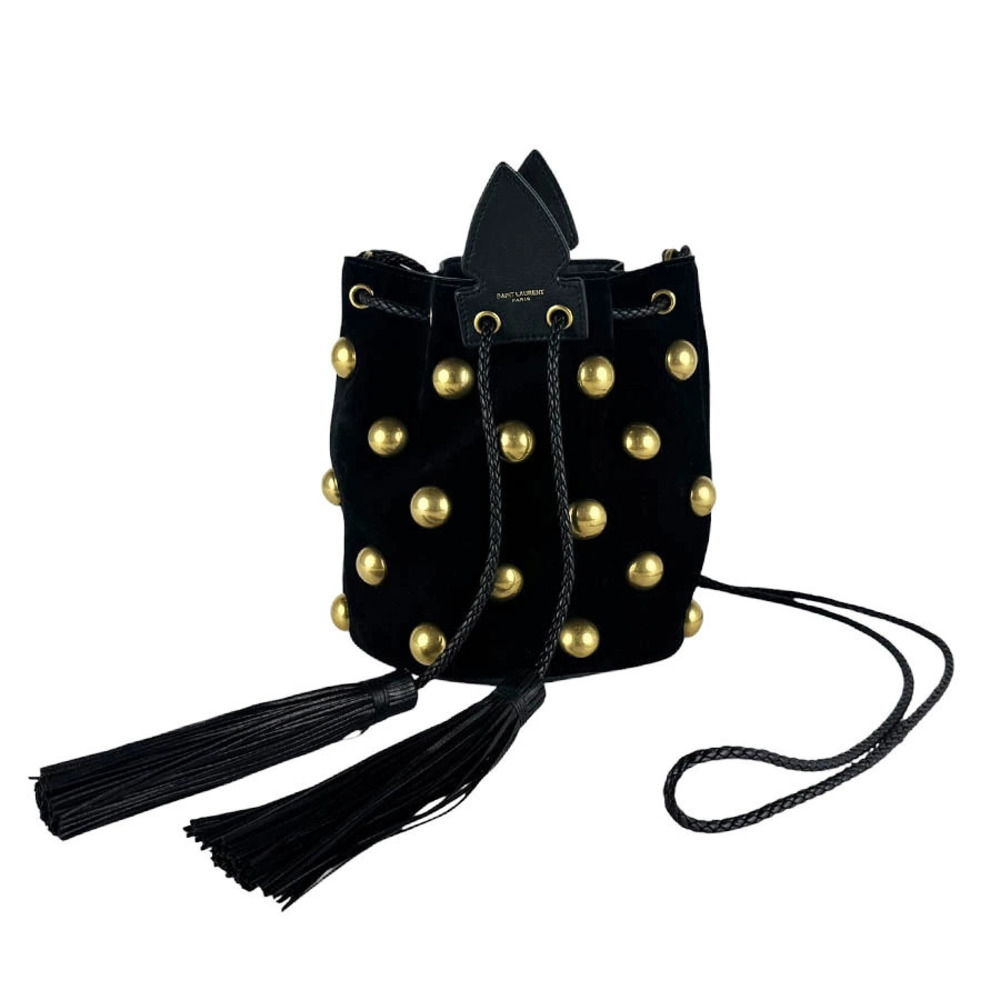 Saint Laurent shoulder bag suede metal black gold